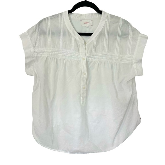 XiRENA Pintuck Detail Short Sleeve Cotton Blouse Womens XS White - Picture 1 of 6